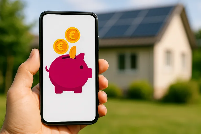 App con icono de hucha que representa el ahorro de tener una tarifa solar con batería virtual.