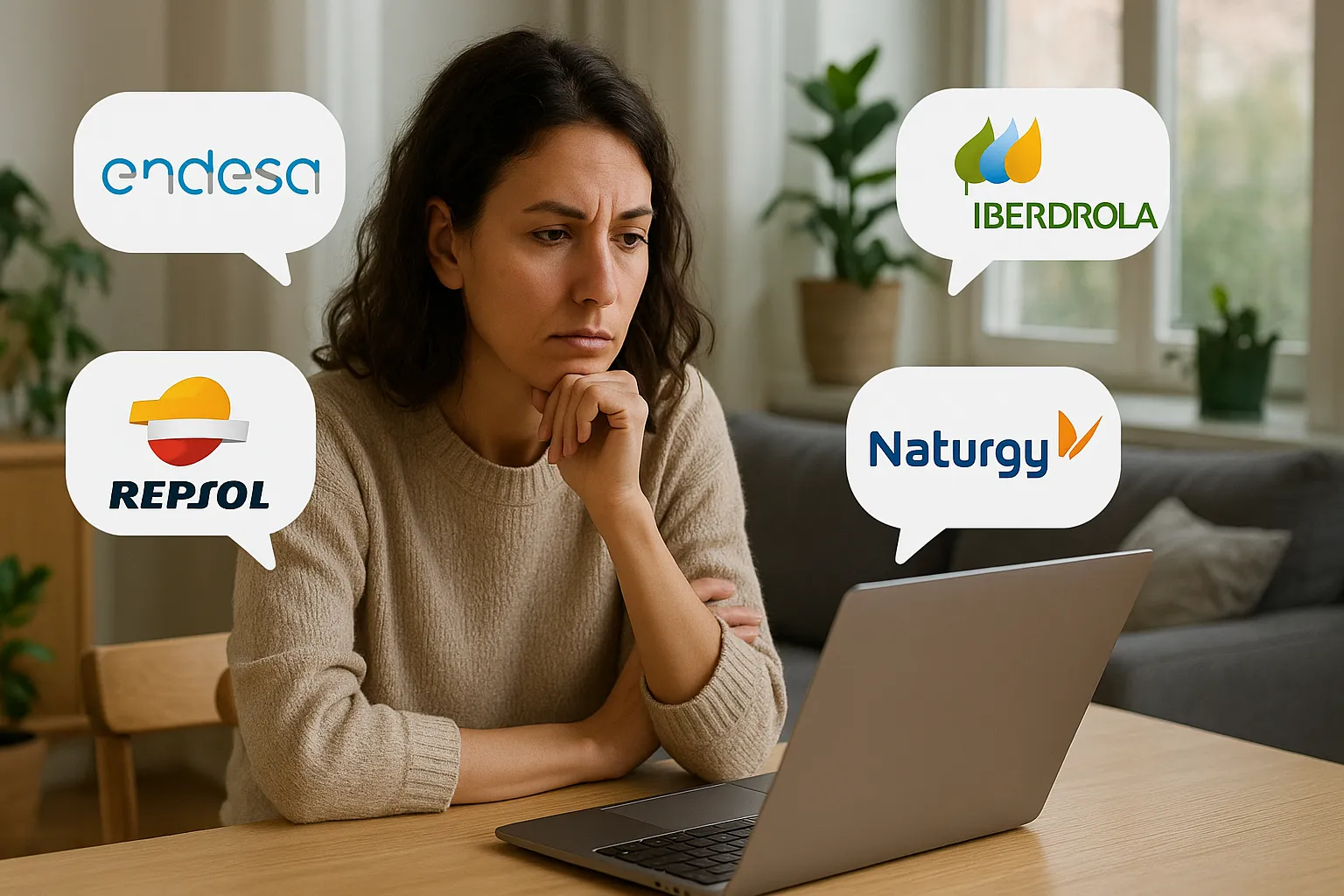 Mujer revisando las mejores marcas de tarifas energéticas