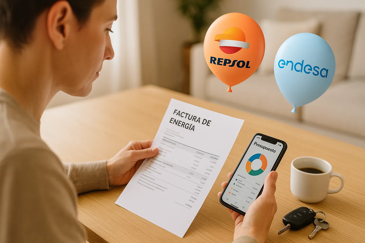 Endesa y Repsol revisando gráfico de precios.