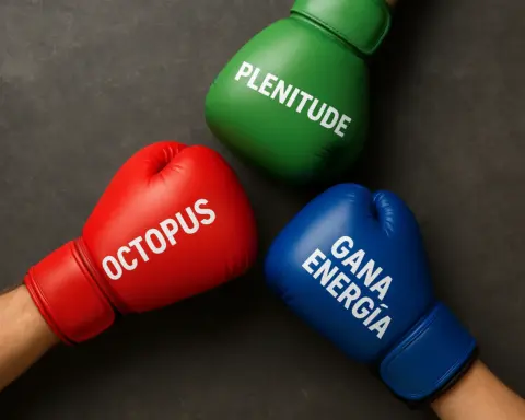 Comparativa energética entre Octopus, Plenitude y Gana Energía representada con guantes de boxeo